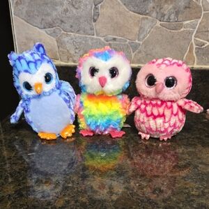 Colorful Plush Owl Trio